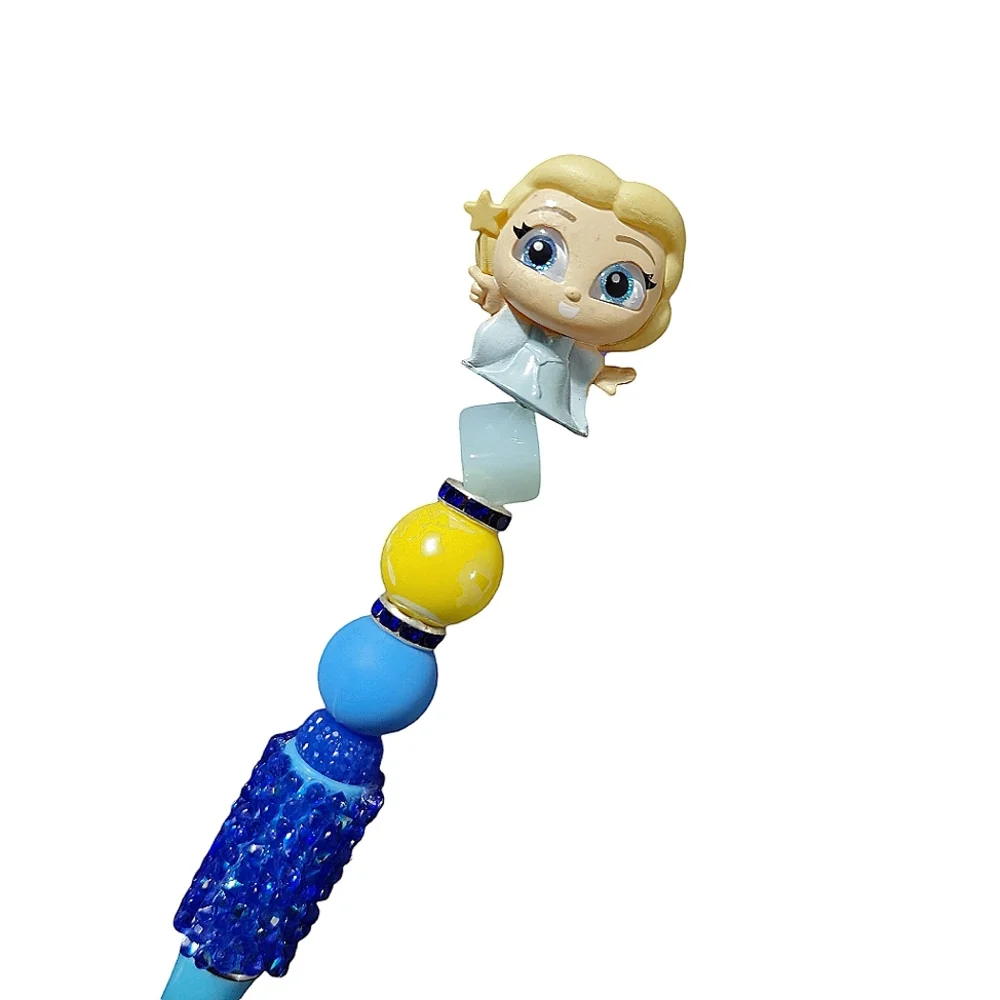 Blue Fairy Disney Doorables Beaded Ballpoint Twist Pen Blue Topper